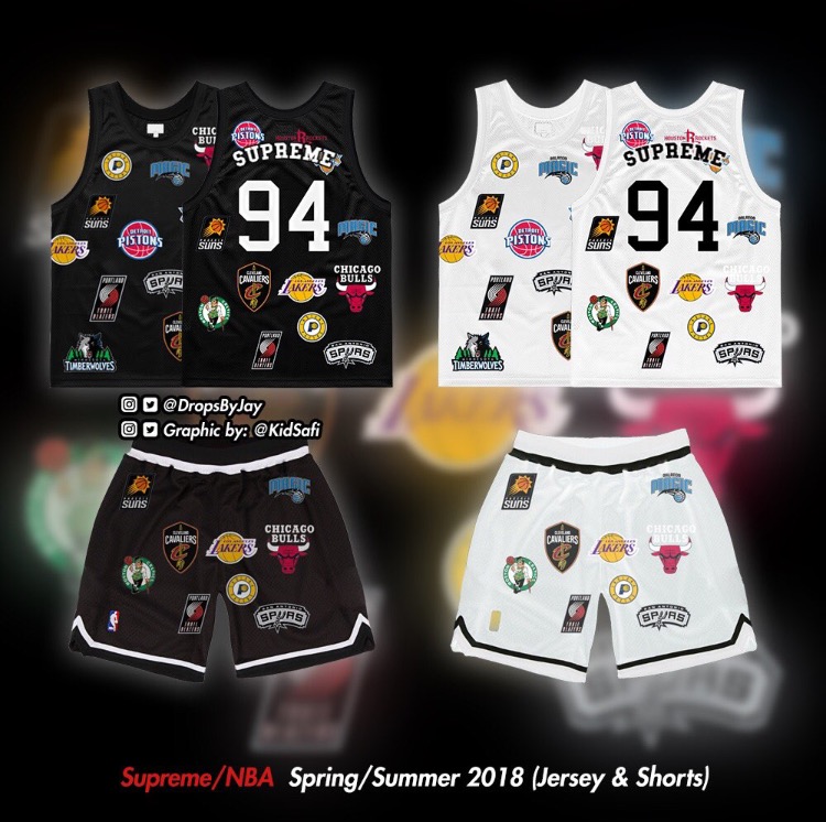 シュプリーム x ナイキ x NBA ジャージー ショーツ モックアップ